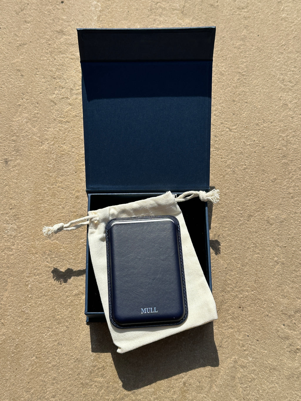Navy Blue Leather MagSafe Card Holder