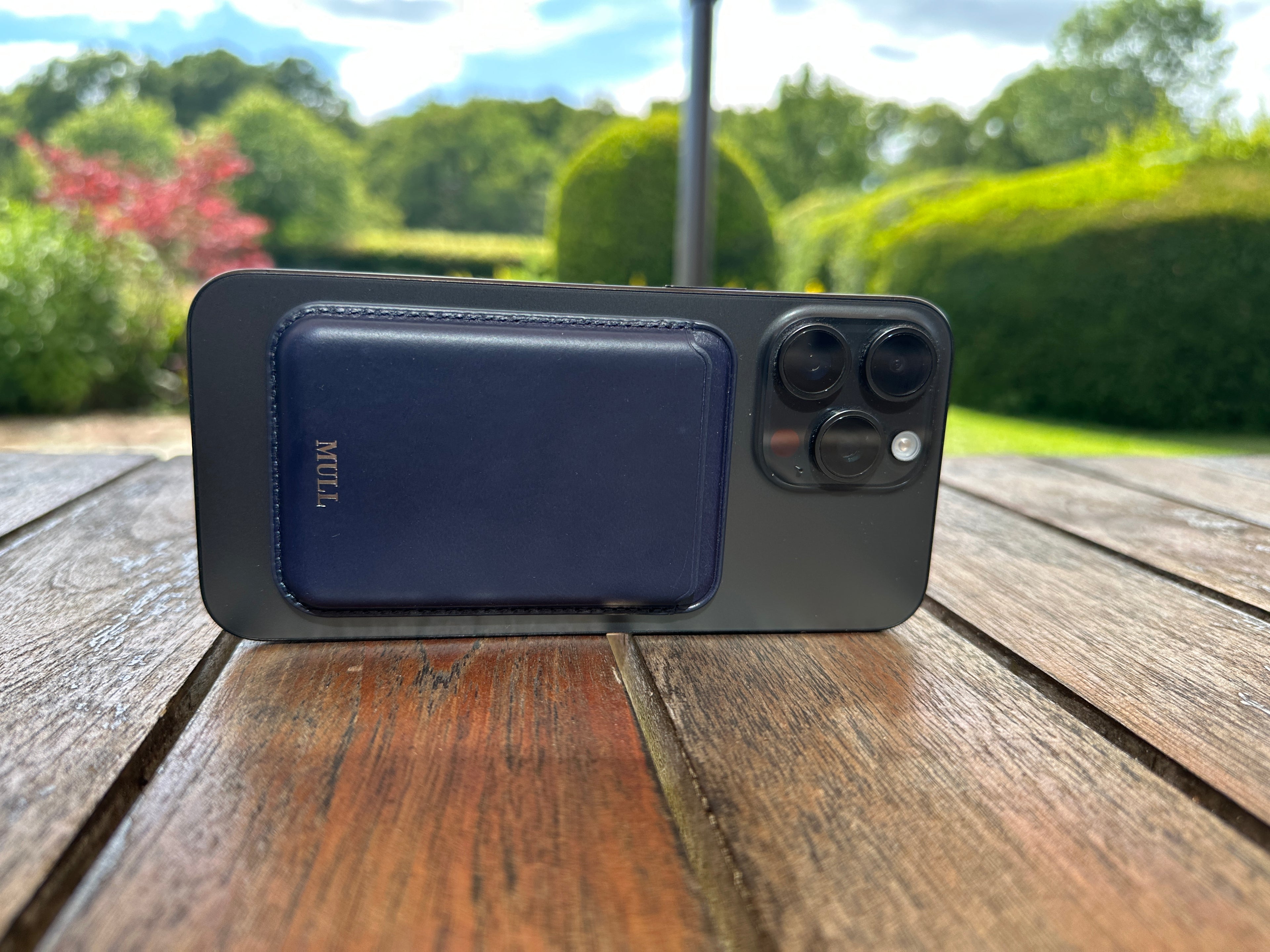 Navy Blue Leather MagSafe Card Holder