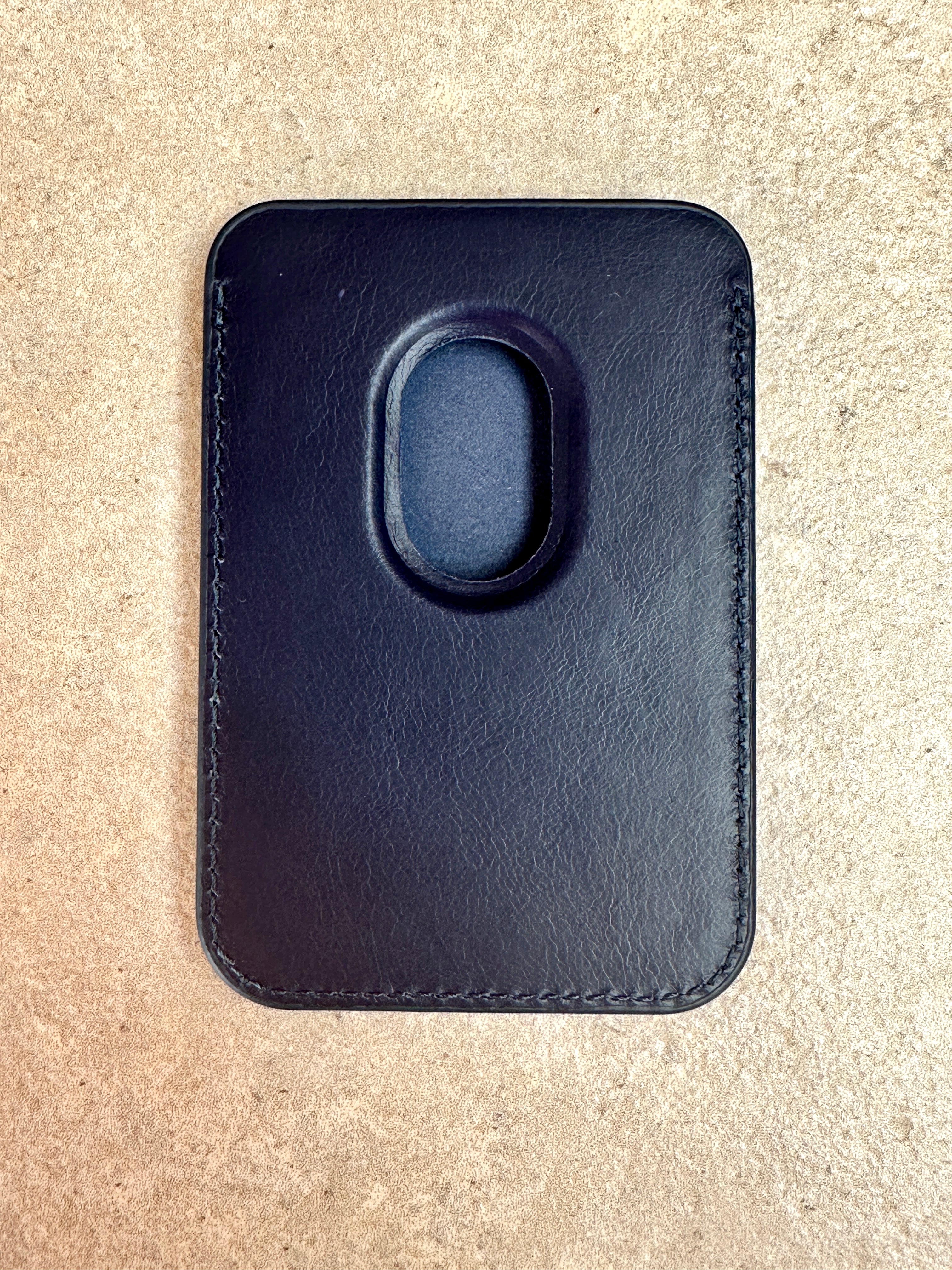 Navy Blue Leather MagSafe Card Holder